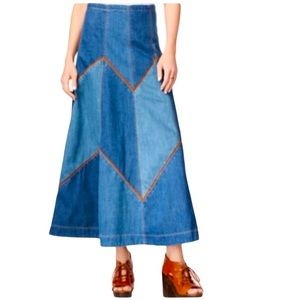 Free People Bliss Made Patchwork Denim Skirt